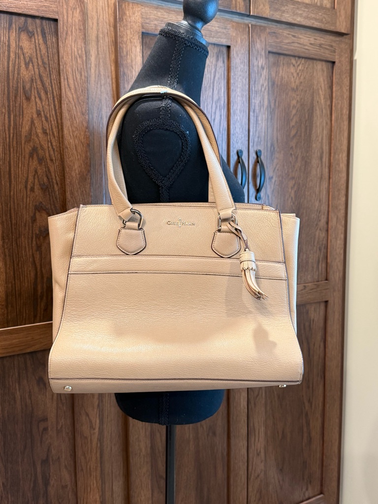 Cole Haan Taupe Leather Structured Tote